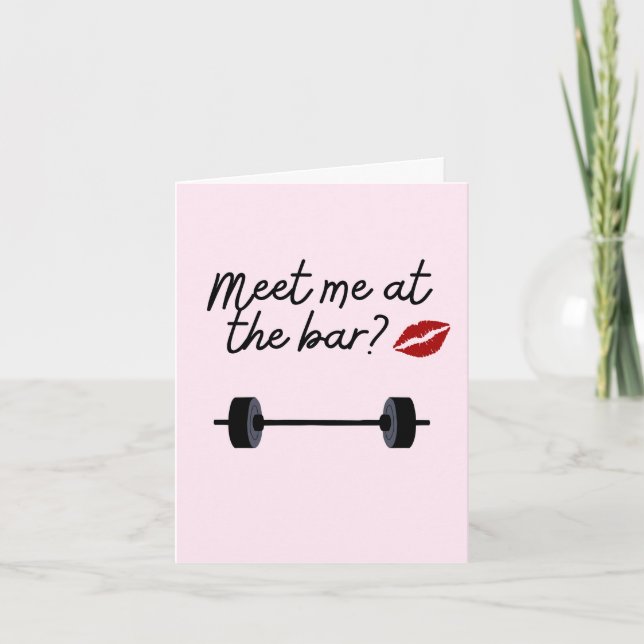 Möta mig på roliga gymmet Bar Valentinkort Kort (Framsida)