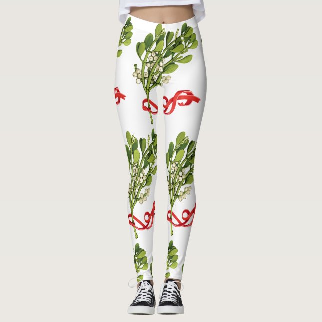 MÖTA MIG UNDER MISTLETOE CHRISTMAS LEGGINGS (Framsida)