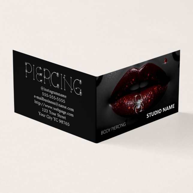 Möte Affärskort av piercing salon Visitkort (Utsida)