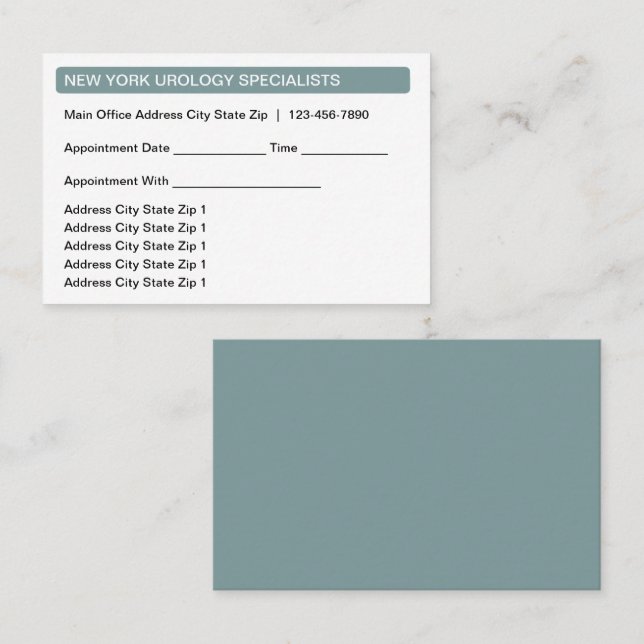 Möte Affärskort för medicinsk multilokalisering Tidsbeställning Kort (Fram/baksida)