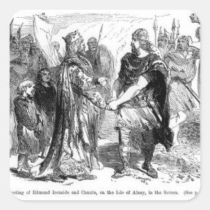Möte av Edmund Ironside och Canute Fyrkantigt Klistermärke