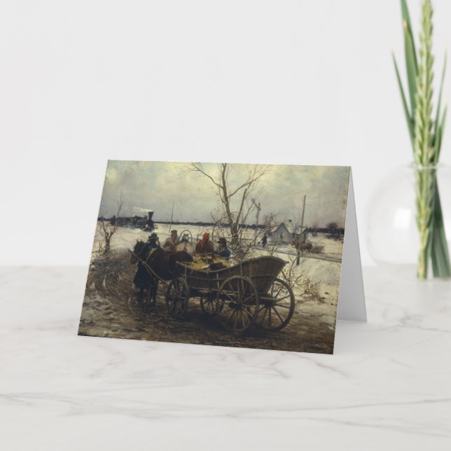 Möte av tåg helgkort (Framsida)