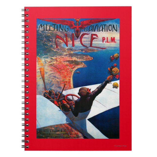 Möte D'Aviation i Nice, Frankrike Poster Anteckningsbok Med Spiral (Framsidan)