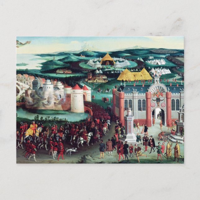 Möte Fält vid Trasa i Guld Vykort (Framsida)