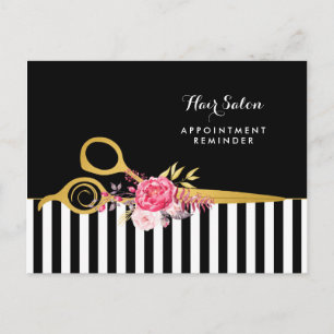 Möte Faux Guld Scissors Rosa Blommigt Salon Vykort