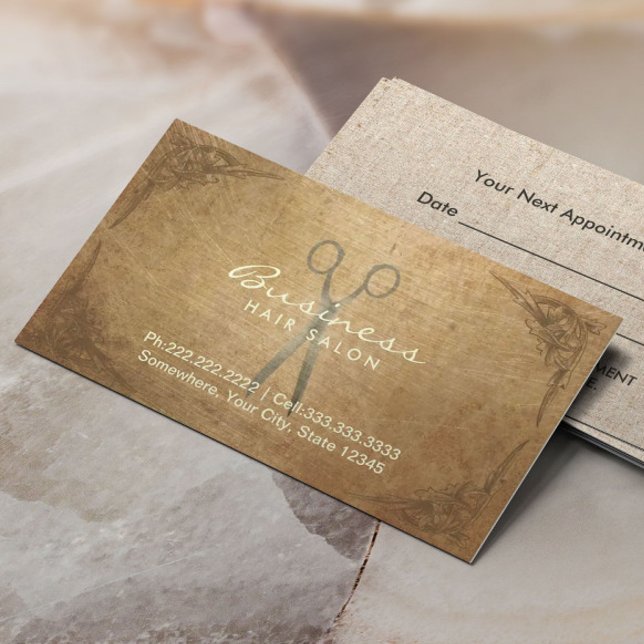 Möte för Antique-sax Framed Hair Salon Tidsbeställning Kort (Skapare uppladdad)