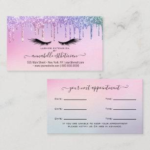 Möte för Glitter Holograph Eyelash Extension Visitkort
