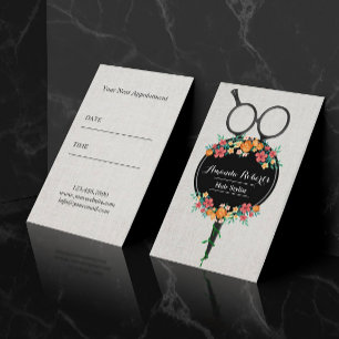 Möte för Hair Stylist Classy Scissor & Flowers Tidsbeställning Kort