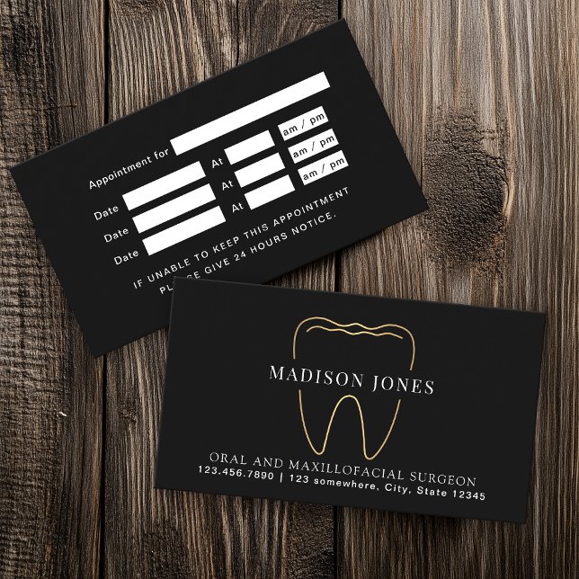 Möte för minimal Classy Black och Guld-dentist Visitkort (Skapare uppladdad)