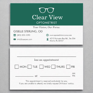 Möte för Vision Care Doktor Optometrist Office Visitkort
