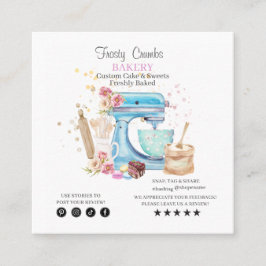 Möte för Watercolor Bakery Business Fyrkantigt Visitkort