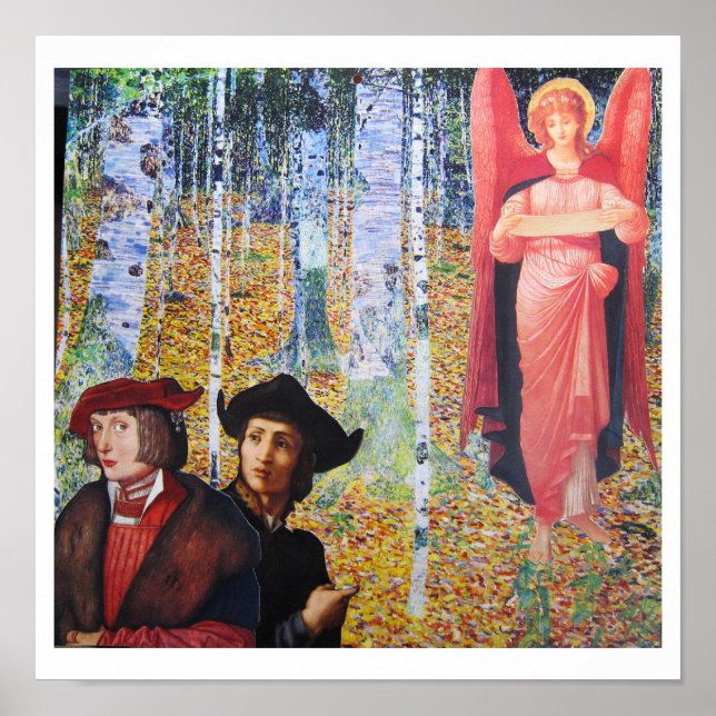 Möte i skogen - collagekonst poster (Framsidan)