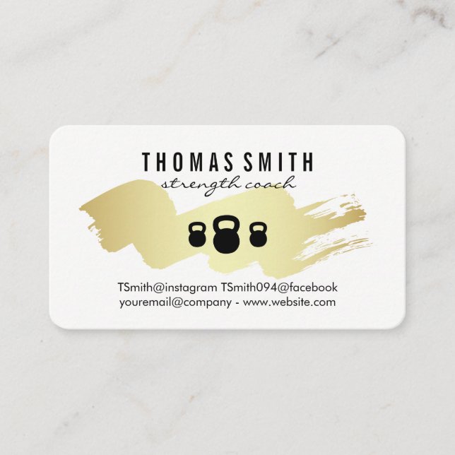 Möte Kettle Bell Guld Push Fitness Trainer Tidsbeställning Kort (Framsida)