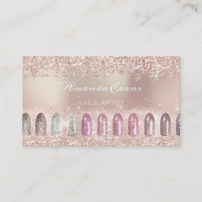 Möte manikyr av den  konstnären glitter Ro Guld Tidsbeställning Kort (Framsida)