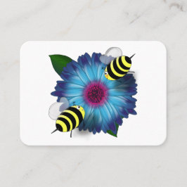 Möte med honungsbin om blå blomma visitkort