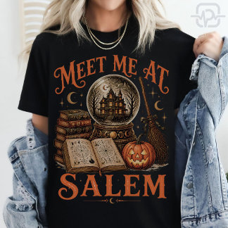 Möte med mig i Salem Halloween Häxa Kristallklot T Shirt
