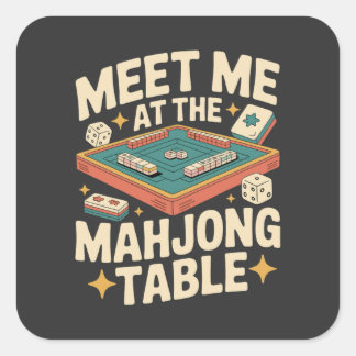 Möte med mig vid mahjongbordet Retro Vintage Fyrkantigt Klistermärke