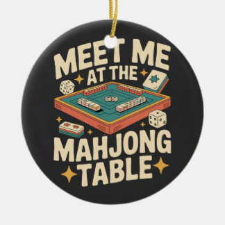 Möte med mig vid mahjongbordet Retro Vintage Julgransprydnad Keramik