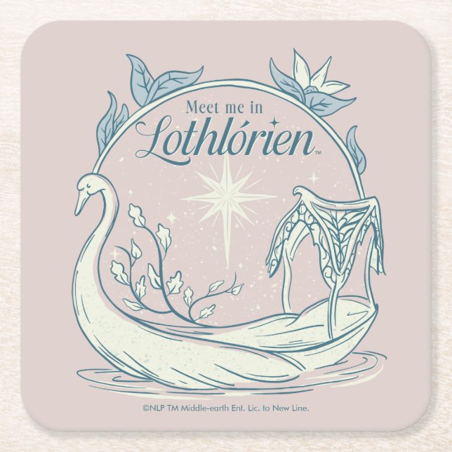 Möte mig i LOTHLORIEN™ - Svanbåt Underlägg Papper Kvadrat (Framsidan)