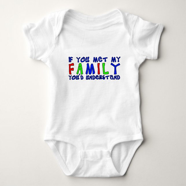 Möte Min Familj Rolig Baby Bodysuit Humor Tee (Framsida)