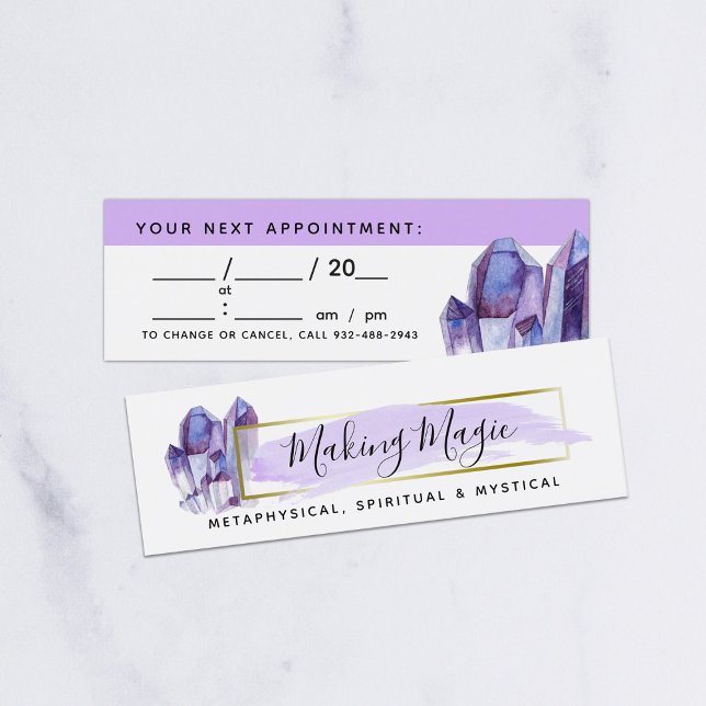 Möte, minimalistiska, vattenfärgskrystaler och Gul Mini Visitkort (Skapare uppladdad)