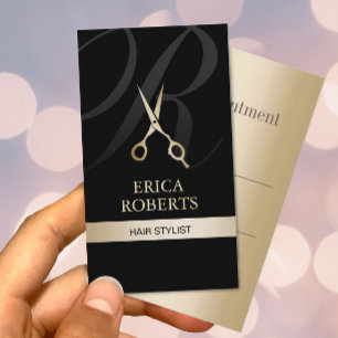 Möte Monogram Black & Guld Hair Stylist Tidsbeställning Kort
