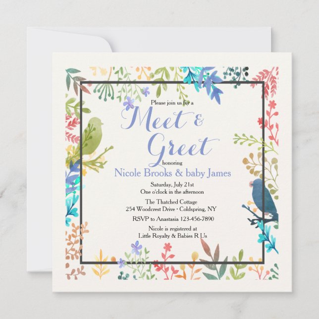 Möte och kallelse till möte och hälsning i vår Ram Inbjudningar (Framsida)