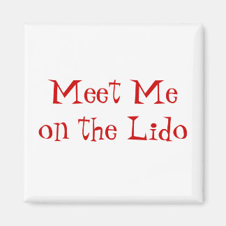 Möte på Lido Red on White Magnet