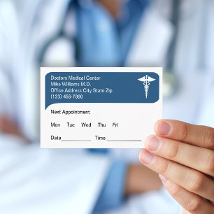 Möte påminnelse från doktor medicinska kontor visitkort