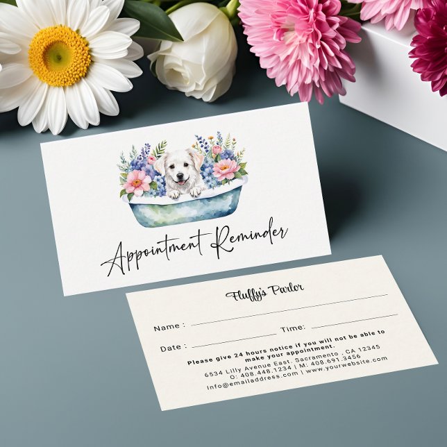 Möte påminnelse Hund Groomer Watercolor Visitkort (Skapare uppladdad)