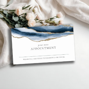 Möte påminnelse om abstrakt Navy Blue Guld Agate Visitkort