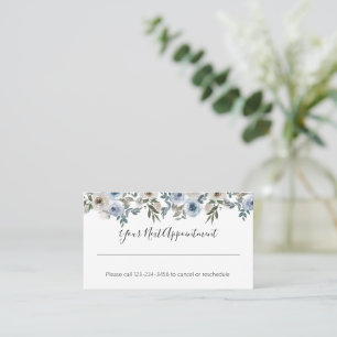 Möte påminnelse om Blommigt med blå vattenfärg Visitkort