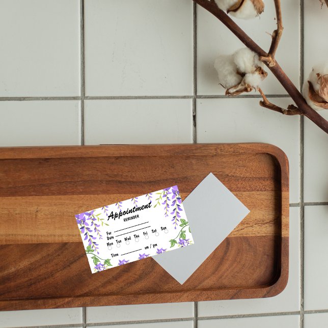 Möte påminnelse om Cute Lila blommor Tidsbeställning Kort (Skapare uppladdad)