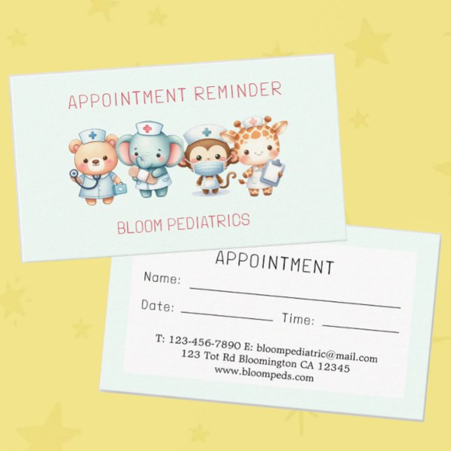 Möte påminnelse om Cute Pediatrician Doktor Tidsbeställning Kort (Skapare uppladdad)