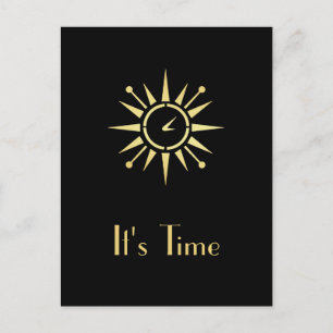 Möte påminnelse om elegant Black och Guld Clock Vykort