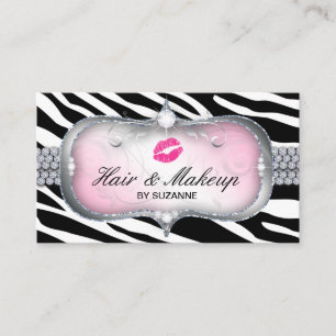 Möte påminnelse om Girly Rosa Zebra Hair Stylist Visitkort