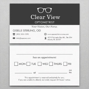 Möte påminnelse om Optometrist Öga Glass Office Visitkort