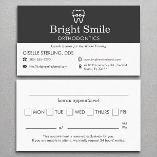 Möte påminnelse om Orthodontist Office Visitkort