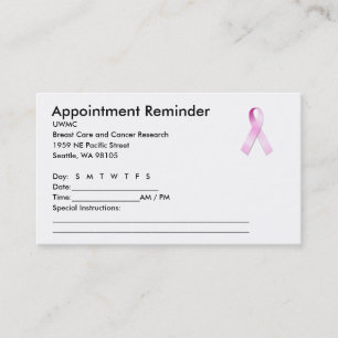 Möte påminnelse om rosa Ribbon Tidsbeställning Kort