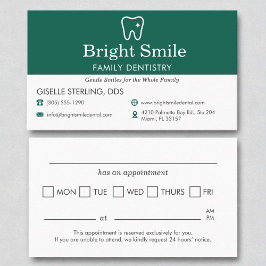 Möte påminnelse om tandläkare Tandvård Visitkort