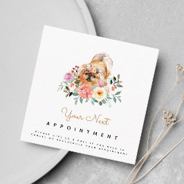 Möte påminnelse om vattenfärg Cute Pekingese Hund Fyrkantigt Visitkort