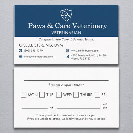 Möte påminnelse om veterinär Vet Pet Office Visitkort