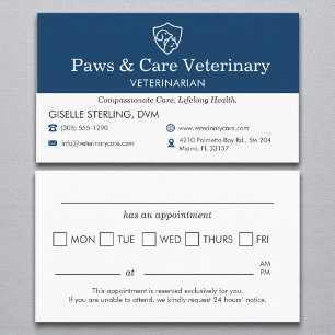 Möte påminnelse om veterinär Vet Pet Office Visitkort