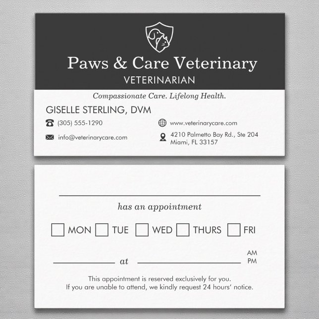 Möte påminnelse om Veterinary Hund Cat Office Visitkort (Skapare uppladdad)