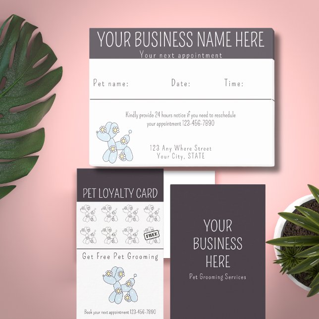 Möte påminnelse Pet Grooming-ballong hund Post-it Block (Modern appointment reminder with cute balloon dog in light pastel blue. Post it is a economic choice)