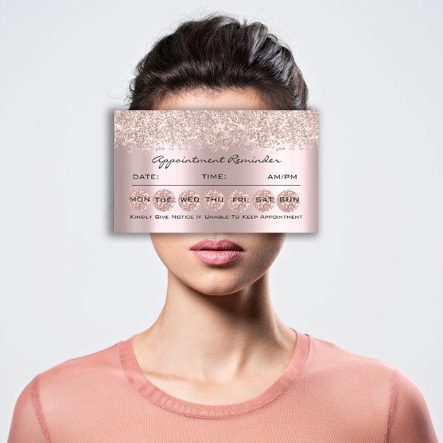 Möte påminnelsekort Makeup Lash Brows Ro Visitkort (Appointment Reminder Cards Makeup Lash Brows Rose)