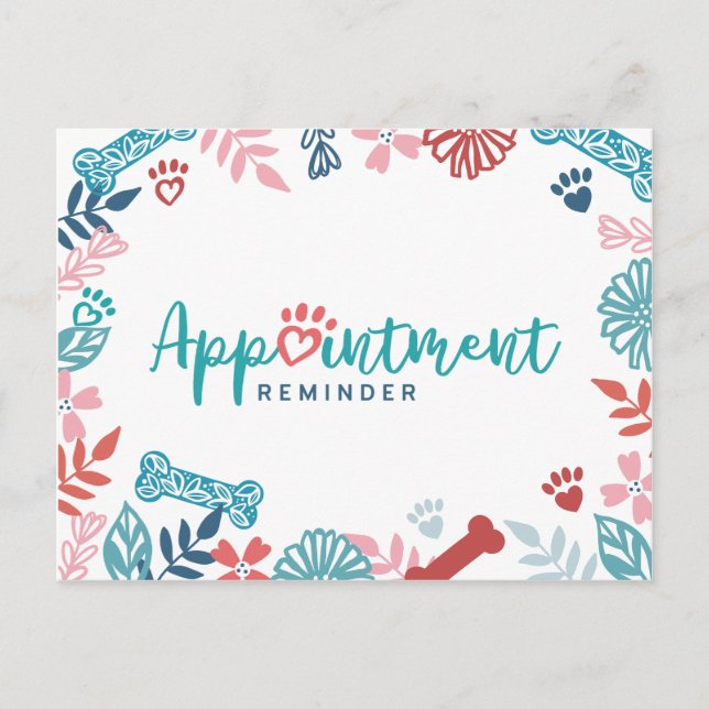 Möte påminnelser om blommigt och blomma Pet Mönste Vykort (Framsida)