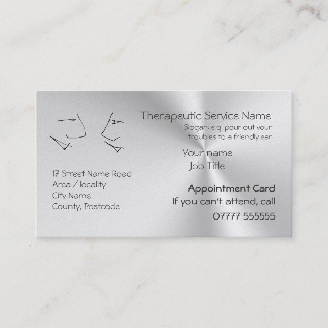 Möte påminnelser om terapi, logotyp av samtalschef tidsbeställning kort (Framsida)
