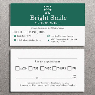 Möte påminnelser Orthodontist Office Braces Visitkort