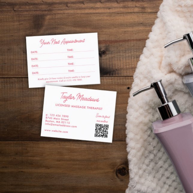 Möte QR-kod för vit Rosa Tidsbeställning Kort (Skapare uppladdad)